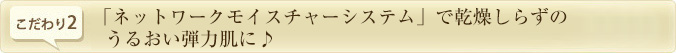「ネットワークモイスチャーシステム」で乾燥しらずのうるおい弾力肌に♪
